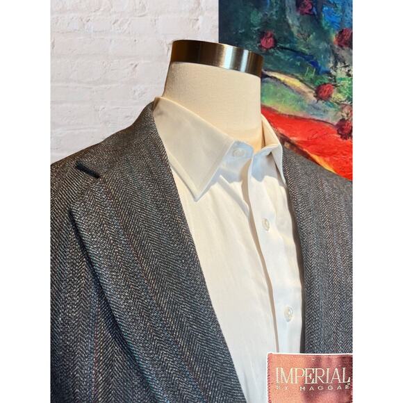 Vintage Haggar 44R Gray Multi-Color Herringbone Tweed Blazer Sport Coat Jacket - Picture 4 of 14